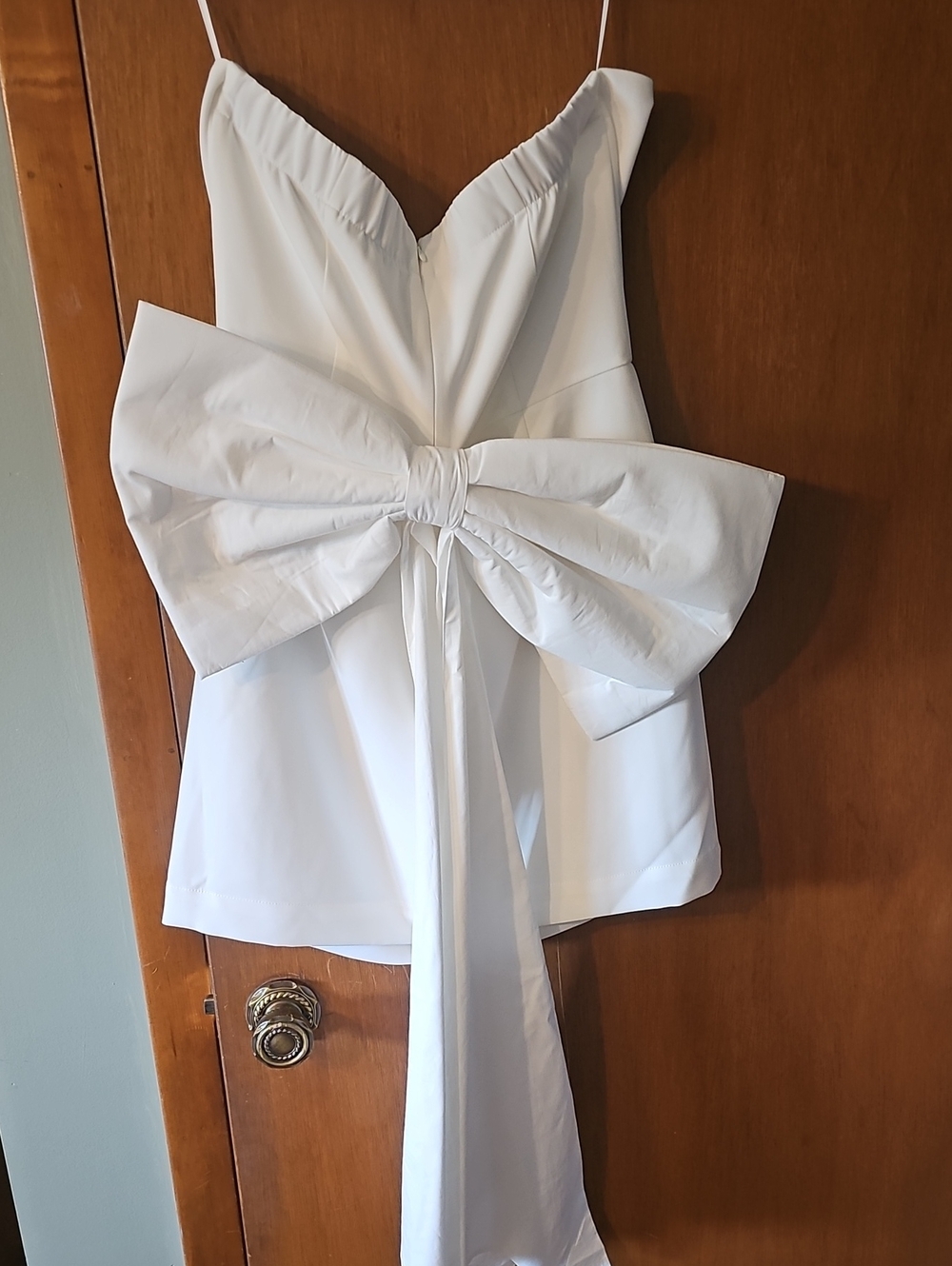 Vici White Strapless Mini Dress with Dramatic Waist Bow